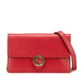 Pikkukuva 1 / 10: Pre-owned Gucci Leather Interlocking G Dollar Wallet on Chain Red