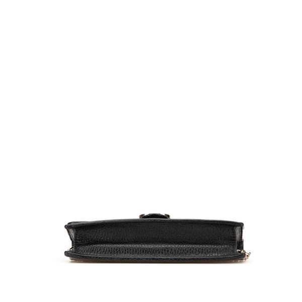 Pre-owned Gucci Interlocking G Dollar Calfskin Wallet on Chain Black