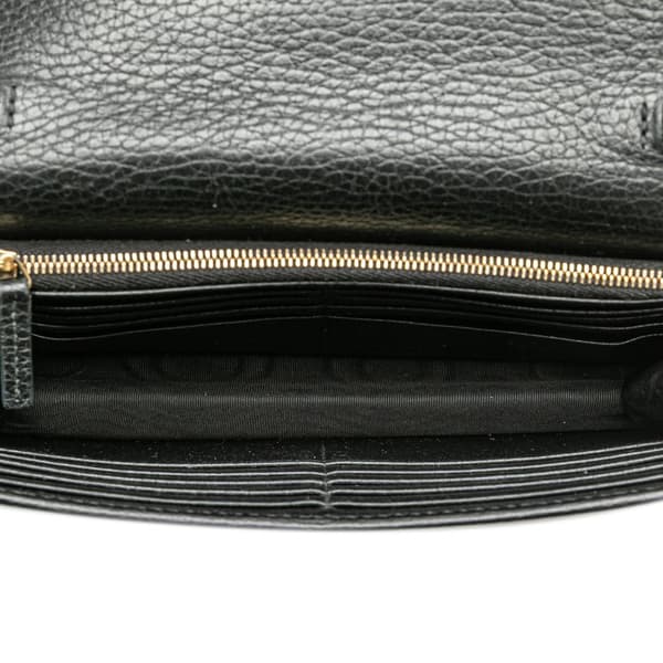 Pre-owned Gucci Interlocking G Dollar Calfskin Wallet on Chain Black
