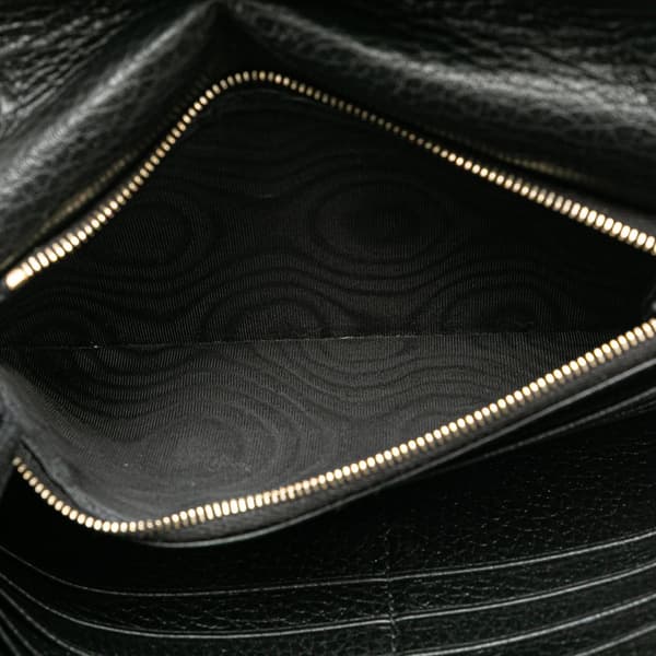 Pre-owned Gucci Interlocking G Dollar Calfskin Wallet on Chain Black