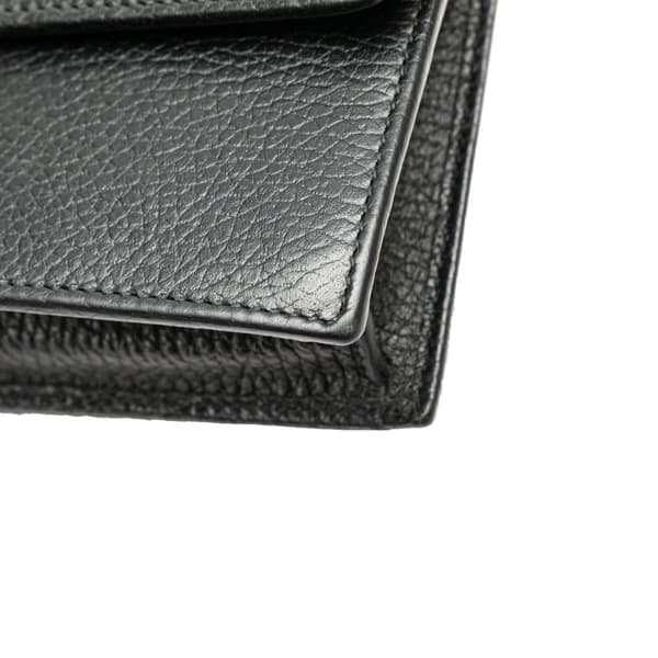 Pre-owned Gucci Interlocking G Dollar Calfskin Wallet on Chain Black