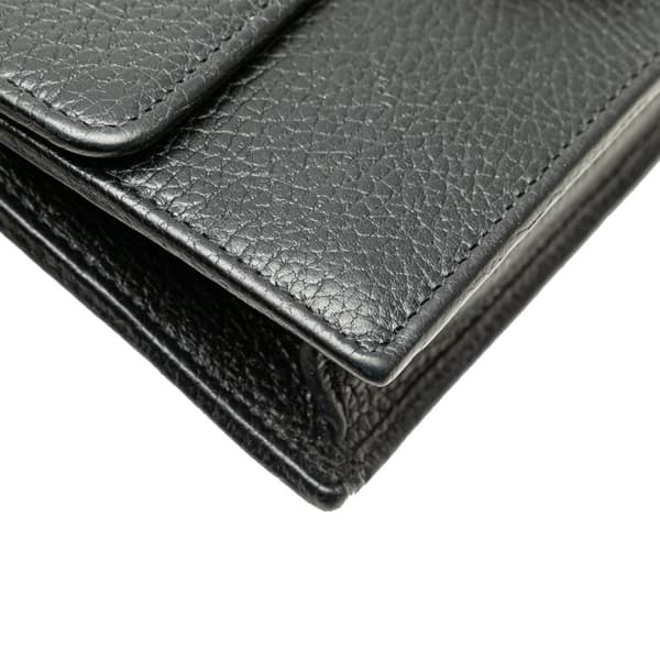 Pre-owned Gucci Interlocking G Dollar Calfskin Wallet on Chain Black