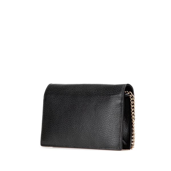 Pre-owned Gucci Interlocking G Dollar Calfskin Wallet on Chain Black