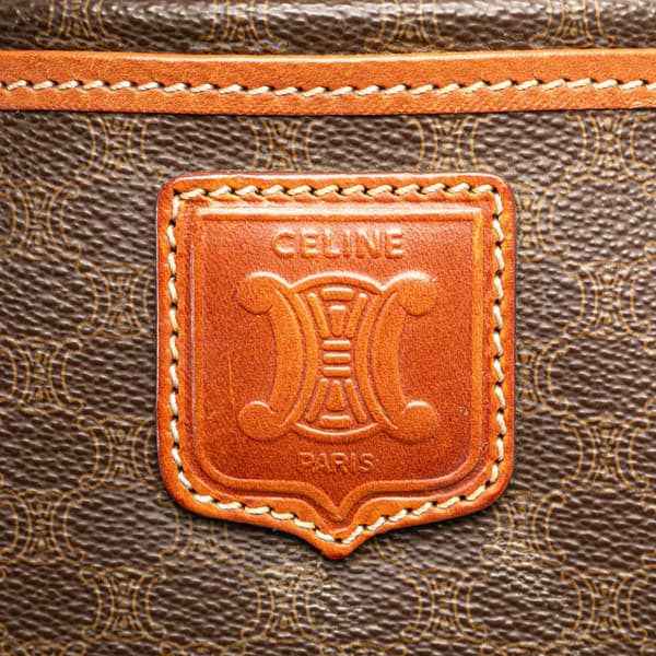 Pre-owned Celine Macadam Coated Canvas Crossbody Brown