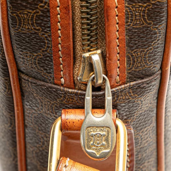 Pre-owned Celine Macadam Coated Canvas Crossbody Brown