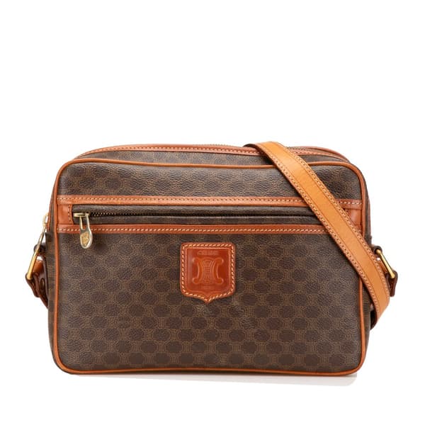 Pre-owned Celine Macadam Coated Canvas Crossbody Brown