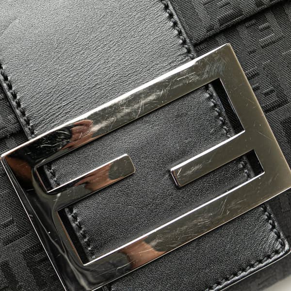 Pre-owned Fendi Zucchino Canvas Crossbody Black