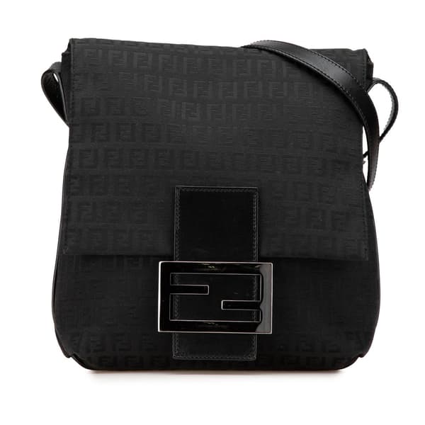 Pre-owned Fendi Zucchino Canvas Crossbody Black