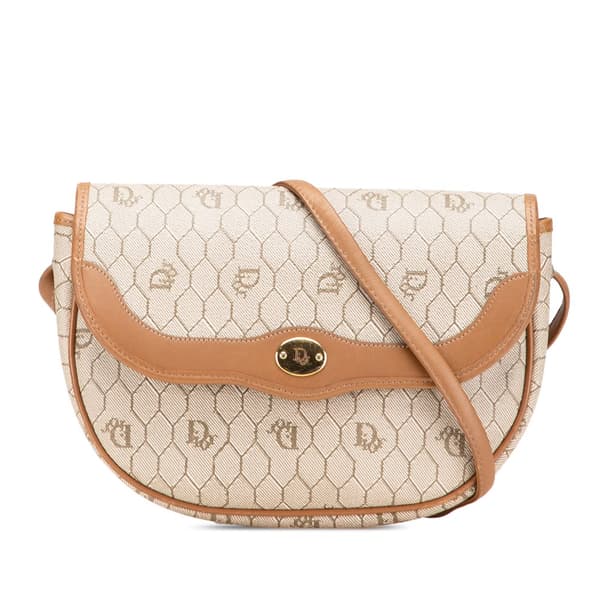 Pre-owned Dior Honeycomb Coated Canvas Crossbody Brown
