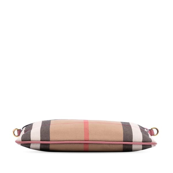 Pre-owned Burberry House Check Canvas Derby Peyton Crossbody Brown