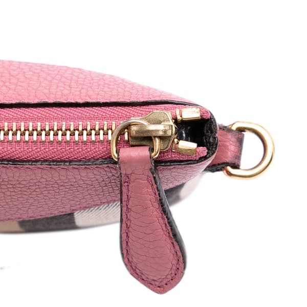 Pre-owned Burberry House Check Canvas Derby Peyton Crossbody Brown