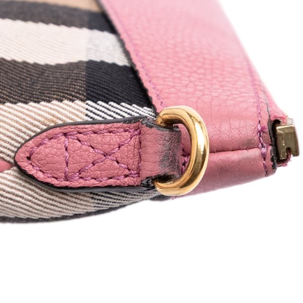 Pre-owned Burberry House Check Canvas Derby Peyton Crossbody Brown