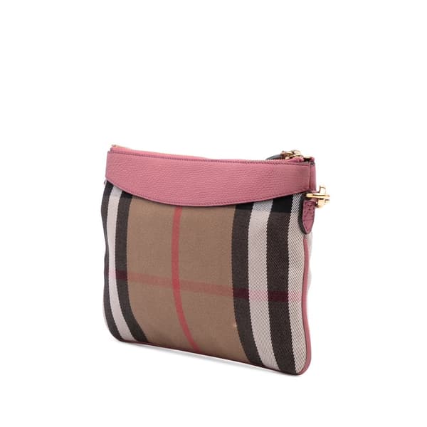 Pre-owned Burberry House Check Canvas Derby Peyton Crossbody Brown