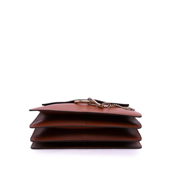 Pre-owned Chloé Medium Calfskin and Suede Faye Crossbody Brown