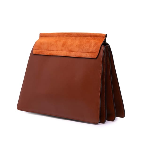 Pre-owned Chloé Medium Calfskin and Suede Faye Crossbody Brown