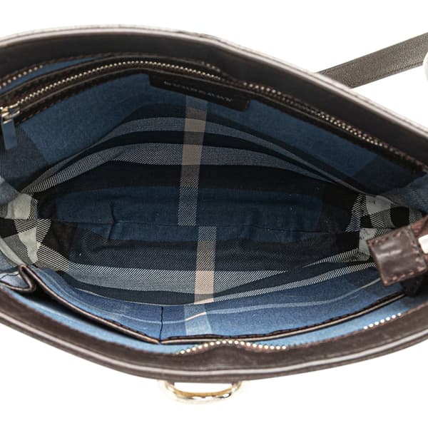 Pre-owned Burberry Leather Trimmed Raffia Crossbody Brown