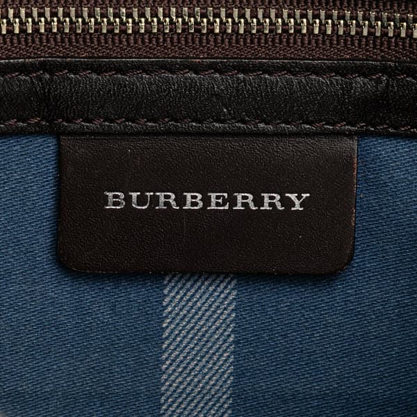 Pre-owned Burberry Leather Trimmed Raffia Crossbody Brown