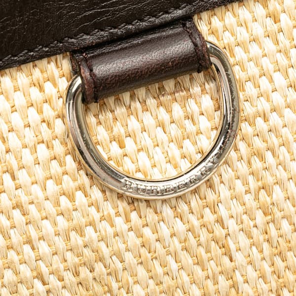 Pre-owned Burberry Leather Trimmed Raffia Crossbody Brown