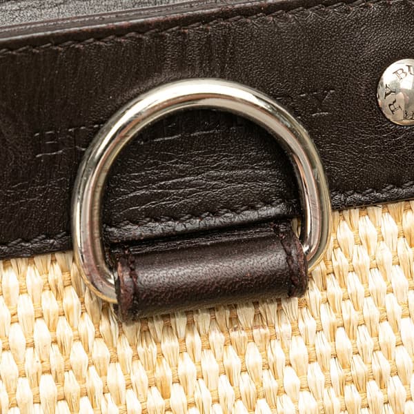 Pre-owned Burberry Leather Trimmed Raffia Crossbody Brown