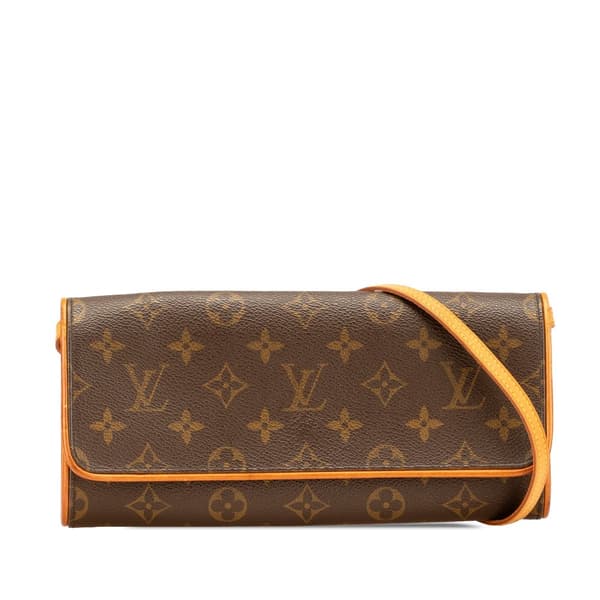 Pre-owned Louis Vuitton Monogram Pochette Twin GM Brown