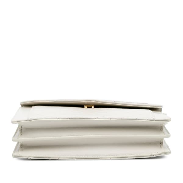 Pre-owned Saint Laurent Mini Quilted Lambskin Monogram Gaby Crossbody White