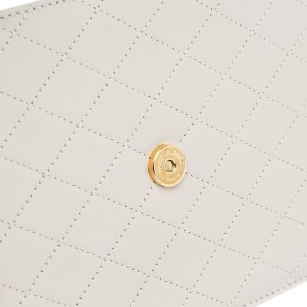 Pre-owned Saint Laurent Mini Quilted Lambskin Monogram Gaby Crossbody White
