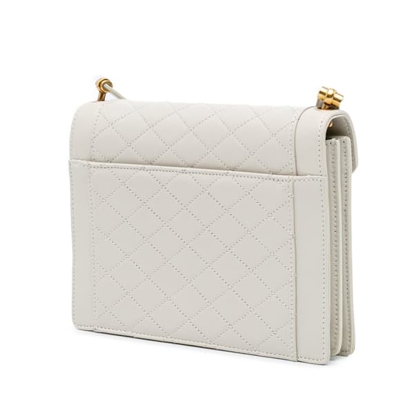Pre-owned Saint Laurent Mini Quilted Lambskin Monogram Gaby Crossbody White