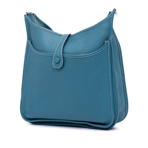 Pre-owned Hermès Clemence Evelyne III 33 Blue