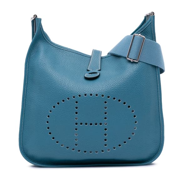 Pre-owned Hermès Clemence Evelyne III 33 Blue