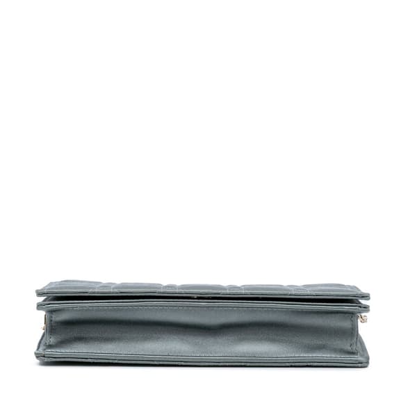 Pre-owned Dior Silk Cannage Lady Dior Wallet On Chain Blue