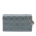 Miniatyrbild 1 av 10: Pre-owned Dior Silk Cannage Lady Dior Wallet On Chain Blue