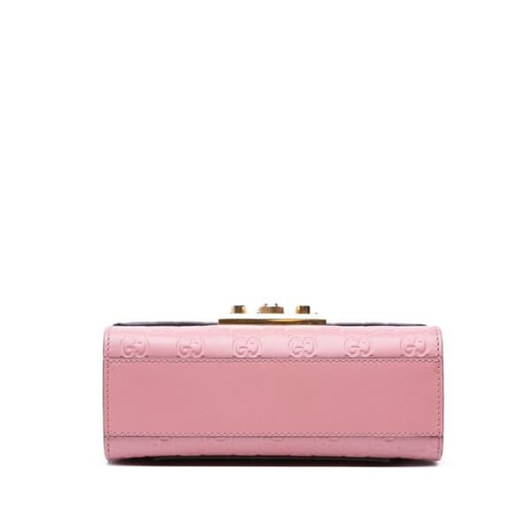 Pre-owned Gucci Small Guccissima Padlock Crossbody Pink