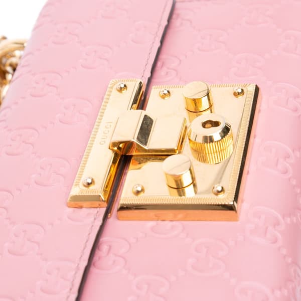 Pre-owned Gucci Small Guccissima Padlock Crossbody Pink