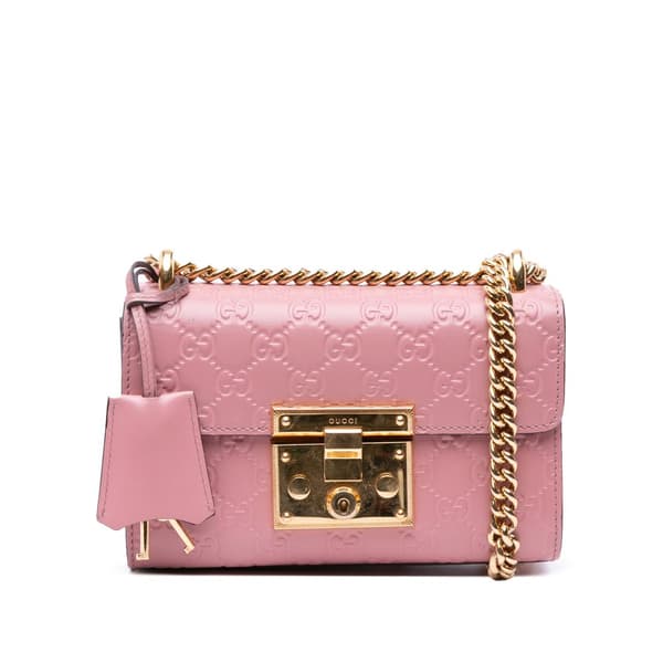 Pre-owned Gucci Small Guccissima Padlock Crossbody Pink