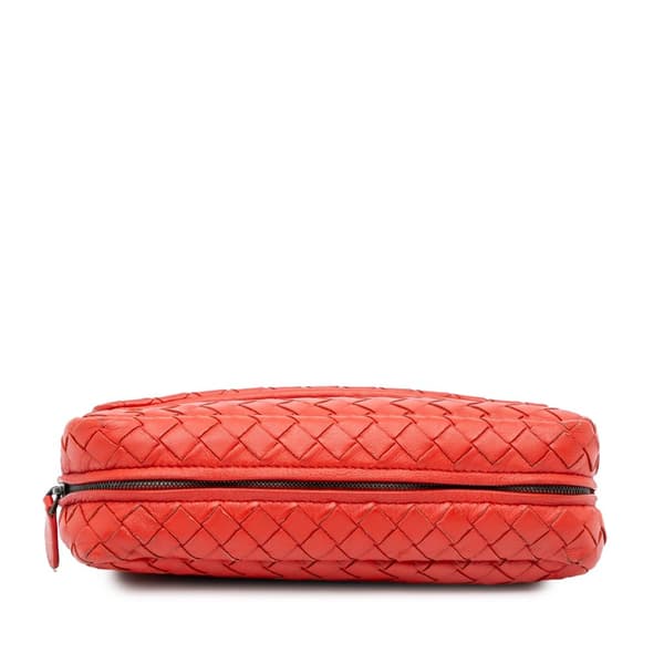 Pre-owned Bottega Veneta Intrecciato Chain Flap Crossbody Red