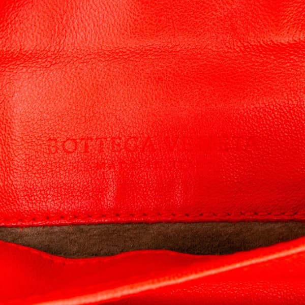 Pre-owned Bottega Veneta Intrecciato Chain Flap Crossbody Red