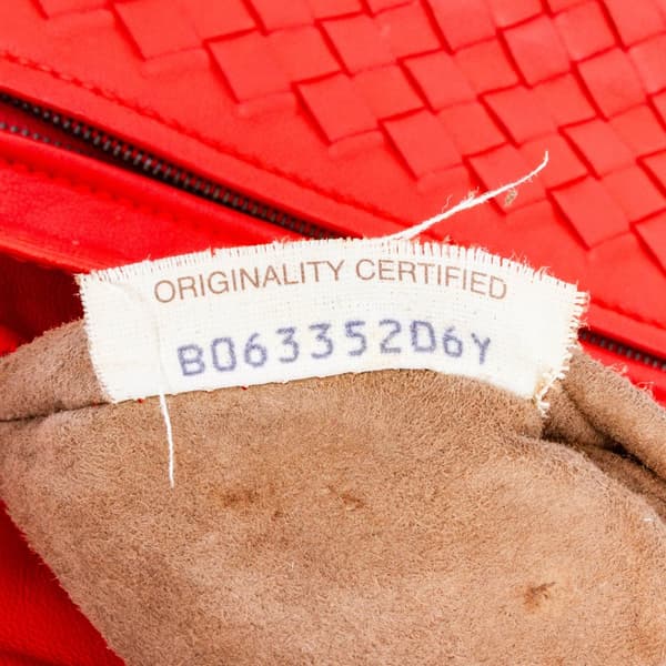 Pre-owned Bottega Veneta Intrecciato Chain Flap Crossbody Red