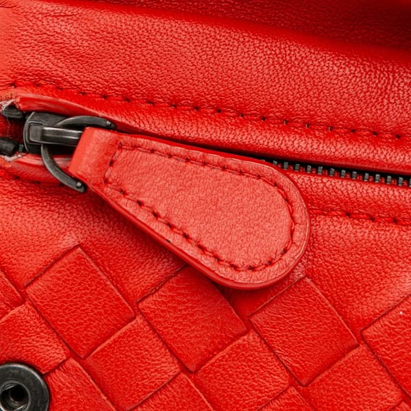 Pre-owned Bottega Veneta Intrecciato Chain Flap Crossbody Red