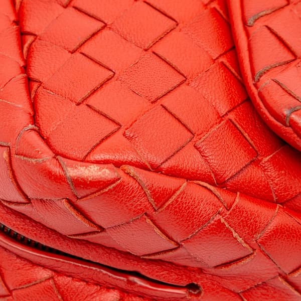 Pre-owned Bottega Veneta Intrecciato Chain Flap Crossbody Red