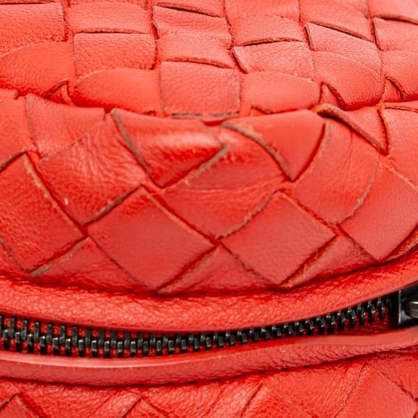 Pre-owned Bottega Veneta Intrecciato Chain Flap Crossbody Red