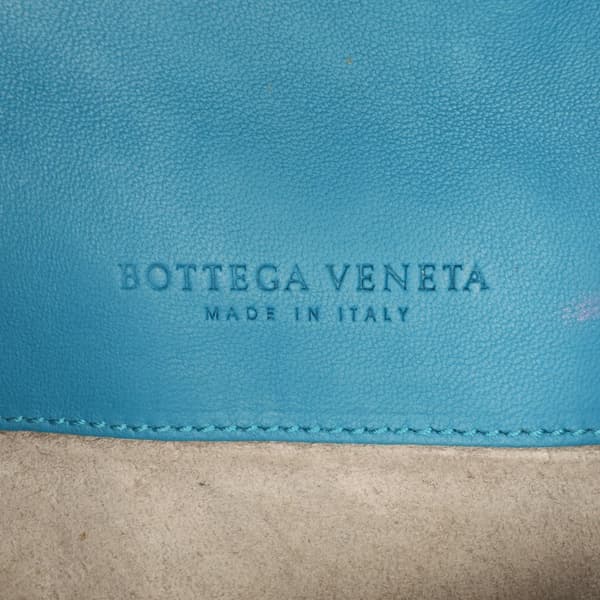 Pre-owned Bottega Veneta Mini Nappa Intrecciato Turn Lock Crossbody Blue