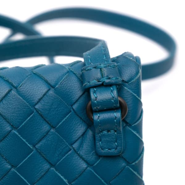 Pre-owned Bottega Veneta Mini Nappa Intrecciato Turn Lock Crossbody Blue