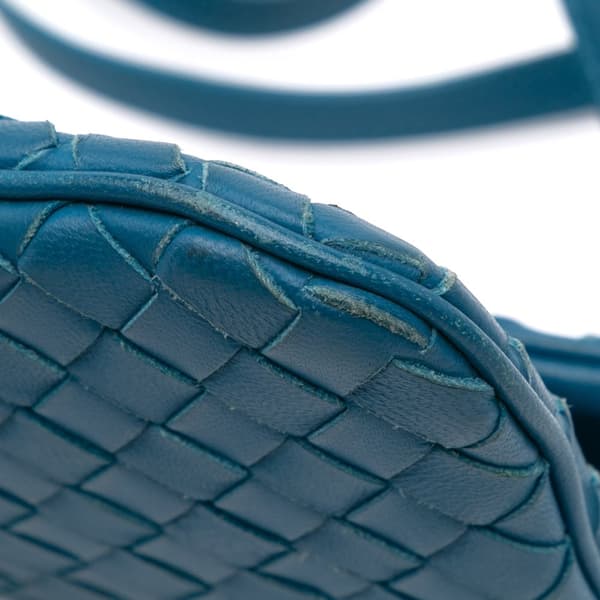 Pre-owned Bottega Veneta Mini Nappa Intrecciato Turn Lock Crossbody Blue