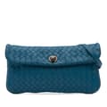 Miniatyrbild 1 av 10: Pre-owned Bottega Veneta Mini Nappa Intrecciato Turn Lock Crossbody Blue
