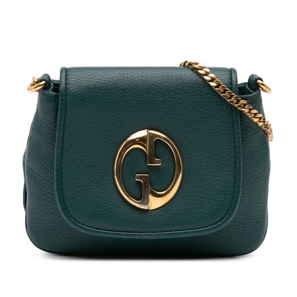 Pre-owned Gucci Small Leather 1973 Chain Crossbody Green