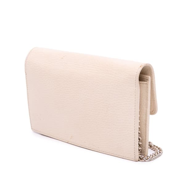 Pre-owned Gucci Interlocking G Dollar Calfskin Wallet on Chain Brown