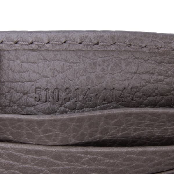 Pre-owned Gucci Leather Interlocking G Dollar Wallet on Chain Gray