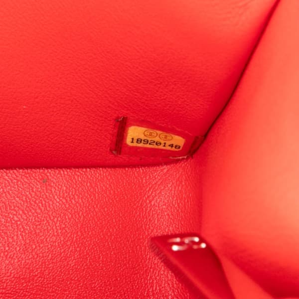 Pre-owned Chanel Mini Square Classic Patent Striped Single Flap Orange