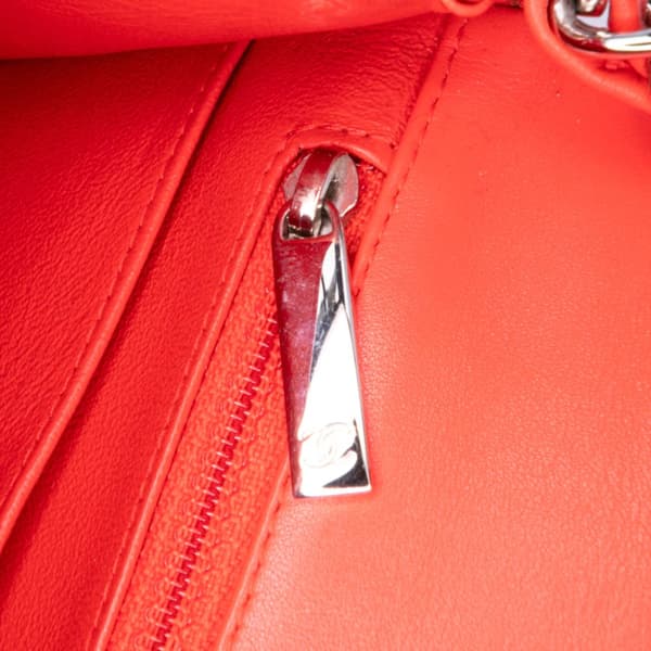 Pre-owned Chanel Mini Square Classic Patent Striped Single Flap Orange