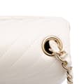 Miniatyrbild 9 av 10: Pre-owned Chanel Mini Square Classic Chevron Lambskin Single Flap White